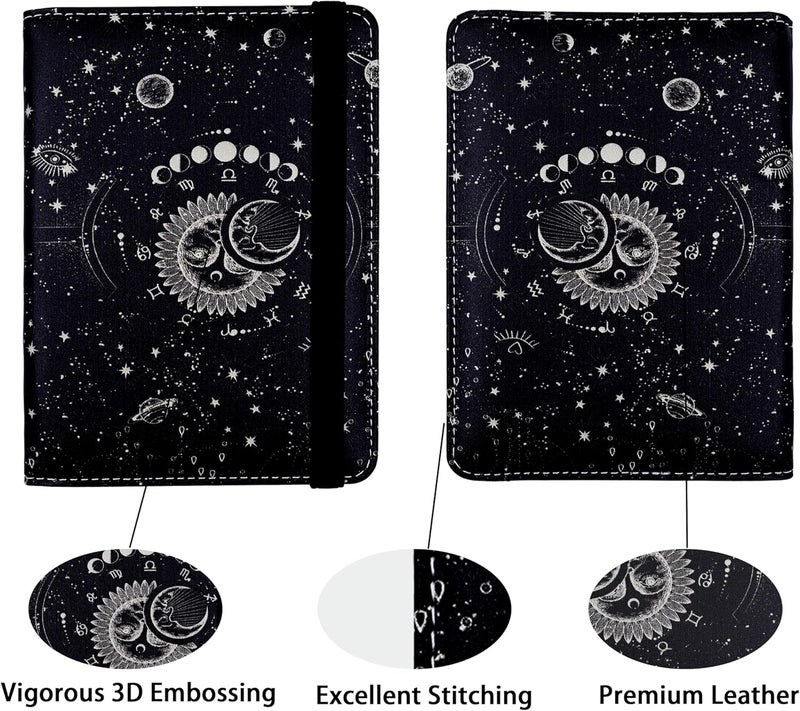 bassyil Passport Holder for Women and Men PU Leather Passport Cover for Travel (Sun Moon) - Image 2